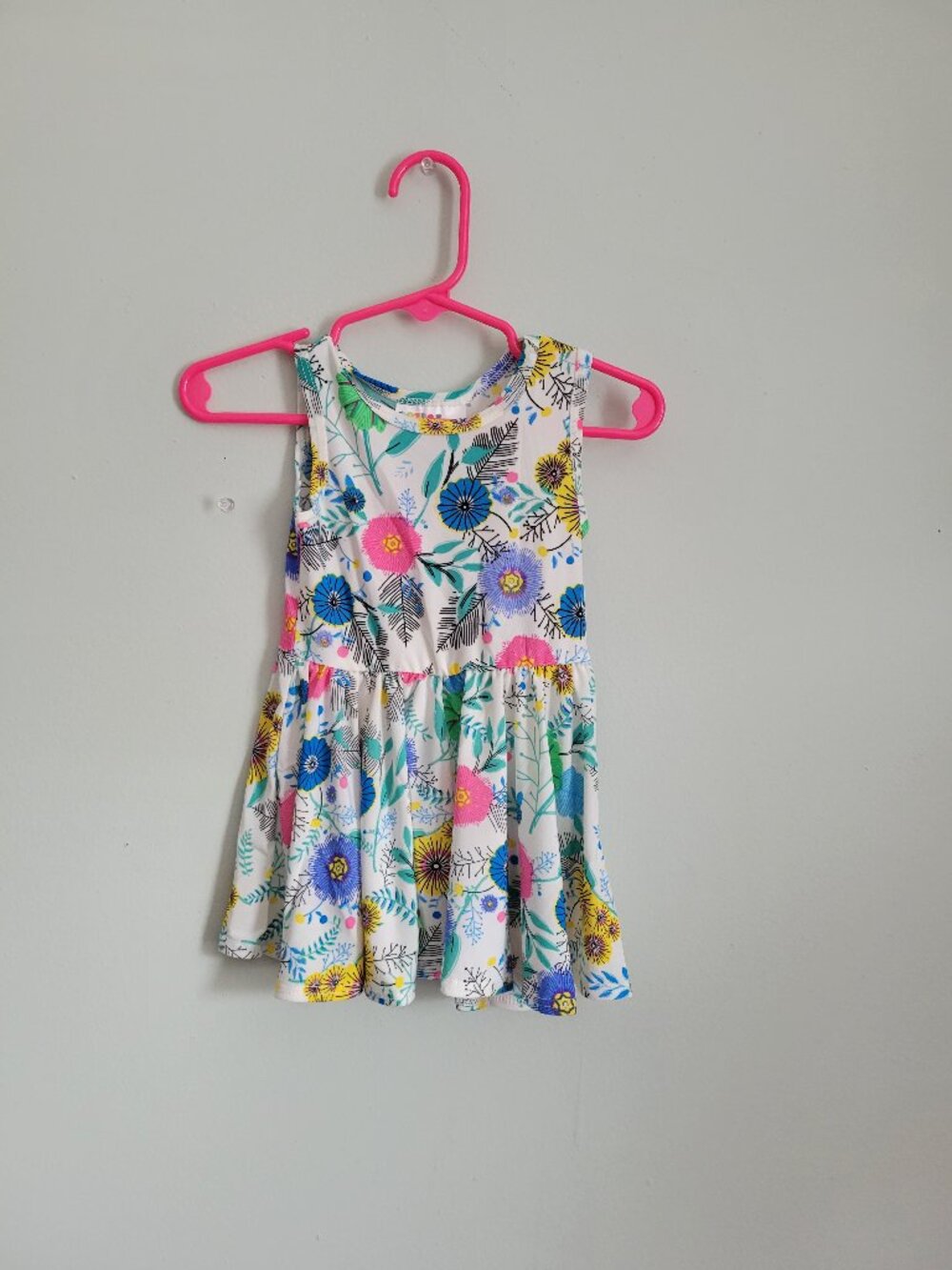 Dot Dot Smile Dress Baby Girl's 6-12mo White Blue Floral Twirl Tank NWT